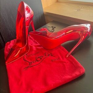 Christian Louboutin SO Kate 120 Patent Loubi Red Heels size 38 NWOT